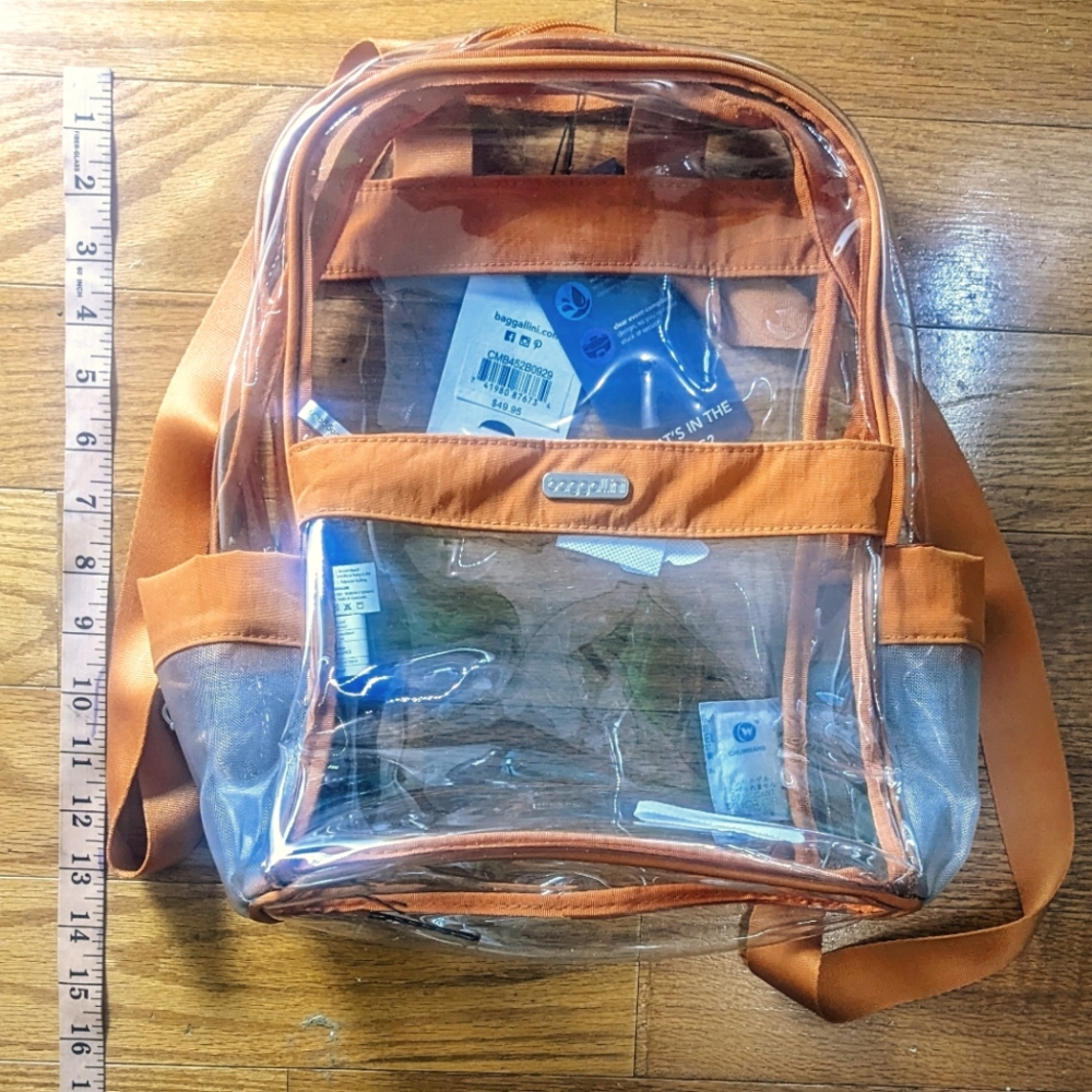 NWT Baggallini Clear Transparent Bag, Size M